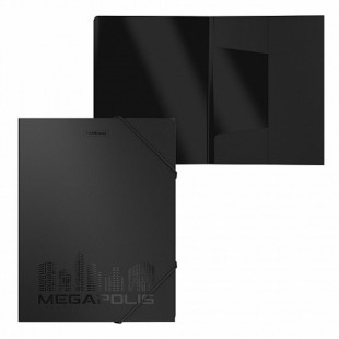 Папка на резинках ERICH KRAUSE "Megapolis", 5 мм, 600 мкм, черный