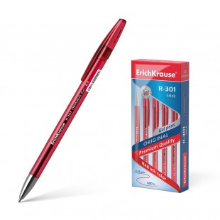 Ручка гелевая ERICH KRAUSE "R-301 Original Gel", узел 0,5 мм, пластик, красный