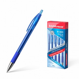 Ручка гелевая ERICH KRAUSE "R-301 Original Gel Matic&Grip", узел 0,5, синий
