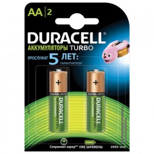 Батарейки аккумуляторные DURACELL, AA (R06), 2400 mAh, 1,2 В, комплект 2 штуки