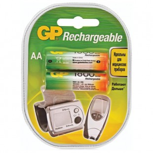 Батарейки аккумуляторные GP, AA (R06), 1800 mAh, 1,2 В, комплект 2 штуки