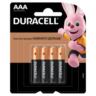Батарейки алкалиновые DURACELL "Basic", ААА, комплект 4 штуки