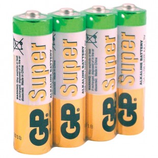 Батарейки алкалиновые GP "Super", AA, пленка, комплект 4 штуки