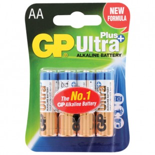 Батарейки алкалиновые GP "Ultra Plus", AA, комплект 4 штуки