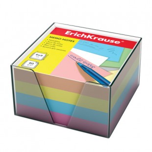 Блок для записей в подставке ERICH KRAUSE, 90х90мм, 500 листов, цветной