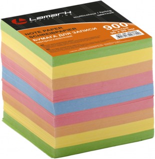 Блок для записей LAMARK, 90х90 мм, 900 листов, цветной неоновый