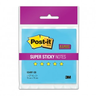 Блок самоклеящийся (стикер) POST-IT Super Sticky, 76х76 мм, 45 л., неоновый голубой