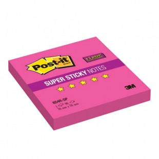 Блок самоклеящийся (стикер) POST-IT Super Sticky, 76х76 мм, 90 л., неоновый розовый