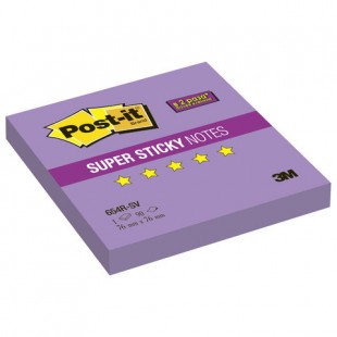 Блок самоклеящийся (стикер) POST-IT Super Sticky, 76х76 мм, 90 л., фиолетовый