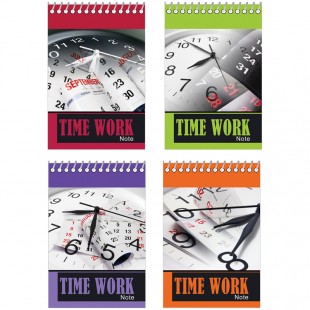 Блокнот BG "Time work", А6, 60 листов, клетка, спираль, дизайн ассорти
