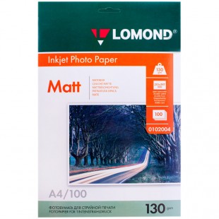 Фотобумага двухсторонняя LOMOND, А4, 130 г/м2, 100 листов, белый матовый