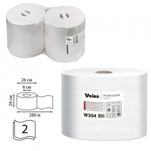 Бумага протирочная VEIRO (Система P1, P2), комплект 2 шт., Premium, 800 л./рулоне, 24х35 см, 2-слойная, W304