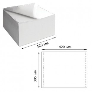 Бумага самокопирующая с перфорацией белая, 420х305 мм (12"), 2-х слойная, 900 комплектов, DRESCHER, 110758