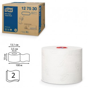 Туалетная бумага TORK "Advanced", 2 слоя, 100 м, белый, комплект 27 штук