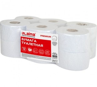 Туалетная бумага ЛАЙМА, 170 м х 12 штук, 2 слоя, белый