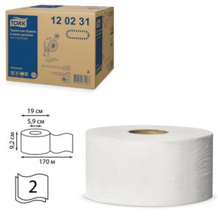 Туалетная бумага TORK "Advanced", 170 м х 12 штук, 2 слоя, белый