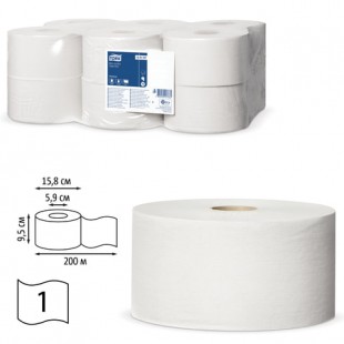 Туалетная бумага TORK "Universal", 200 м х 12 штук, натуральный цвет