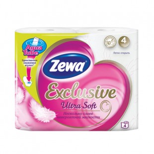 Туалетная бумага ZEWA "Ultra Soft", 17,4 м х 4 штуки, 4 слоя, белый
