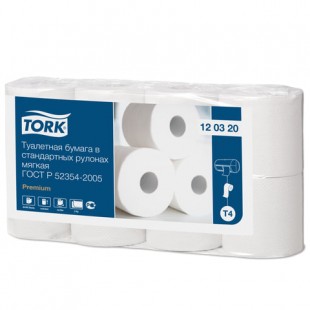 Туалетная бумага TORK "Premium", 23 м х 8 штук, 2 слоя, белый