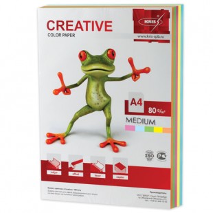 Бумага офисная CREATIVE "Color", А4, 80 г/м2, 250 листов, медиум 5 цветов