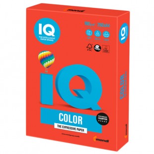 Бумага офисная IQ "Color", А4, 160 г/м2, 250 листов, интенсив кораллово-красный
