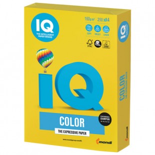 Бумага офисная IQ "Color", А4, 160 г/м2, 250 листов, интенсив ярко-желтый