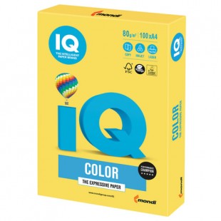 Бумага офисная IQ "Color", А4, 80 г/м2, 100 листов, интенсив канареечно-желтый