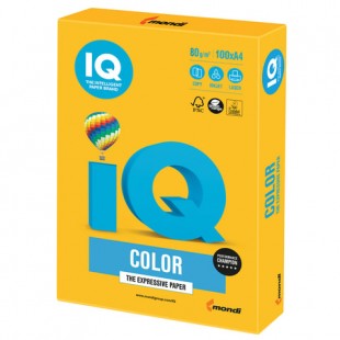 Бумага офисная IQ "Color", А4, 80 г/м2, 100 листов, интенсив солнечно-желтый