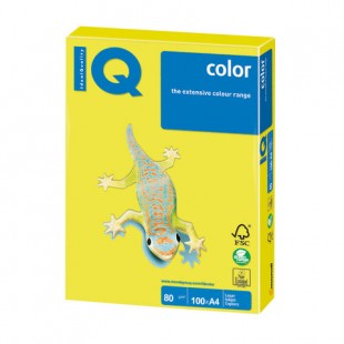Бумага офисная IQ "Color", А4, 80 г/м2, 100 листов, неон желтый
