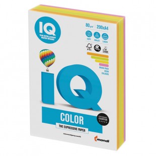 Бумага офисная IQ "Color", А4, 80 г/м2, 200 листов, неон 4 цвета