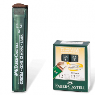 Грифели запасные FABER-CASTELL, B, 0,5 мм, комплект 12 штук