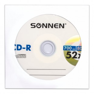 Диск CD-R SONNEN, 700 Mb, 52x, конверт