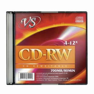 Диск CD-RW, VS, 700 Mb, 4-12 x Slim Case