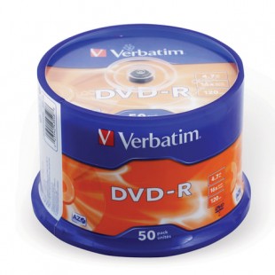 Диски DVD-R VERBATIM, 4,7 Gb, 16x, Cake Box, комплект 50 шт