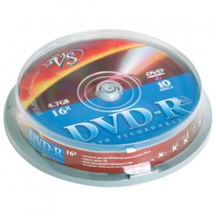 Диски DVD-R VS, 4,7 Gb, Cake Box, комплект 10 шт