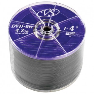 Диски DVD-RW, VS, 4,7 Gb, 4x, Bulk, комплект 50 шт