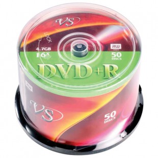 Диски DVD+R VS, 4,7Gb, 16x, Cake Box, комплект 50 шт