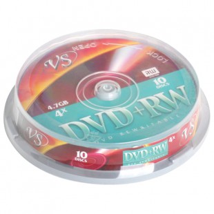 Диски DVD+RW VS, 4,7 Gb, 4x, Cake Box, комплект 10 шт