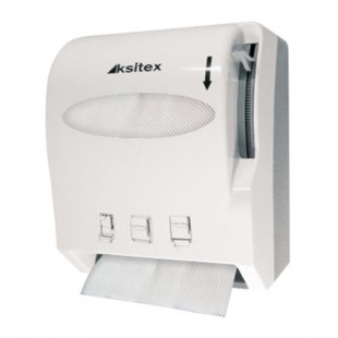 Диспенсер для полотенец в рулонах KSITEX, бесконтактный, с ручным обрезанием бумаги, белый, AC1-13W
