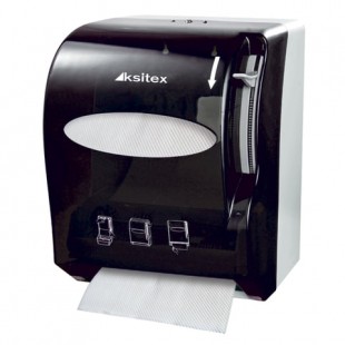 Диспенсер для полотенец в рулонах KSITEX, бесконтактный, с ручным обрезанием бумаги, черный, AC1-13