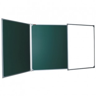 Доска маркерно-меловая трехсекционная BOARDSYS, 100х150-300 см, алюминий, зеленый/белый