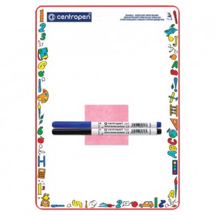 Доска-планшет маркерная CENTROPEN, А4, пластик, белый/белый линованный (+2 маркера и салфетка)