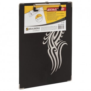 Доска-планшет BRAUBERG "Black Jack", А4, картон/ламинированная бумага, черный