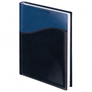 Ежедневник BRAUBERG "Bond", А5, 160 листов, под комбинированную кожу с волной, темно-синий/синий