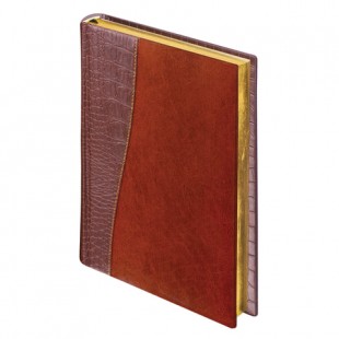 Ежедневник BRAUBERG "Cayman", А5, 160 листов, комбинированная кожа, коричневый/темно-коричневый