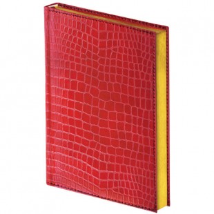 Ежедневник BRAUBERG полудатированный "Alligator", А5, 192 листа, кожзам, красный