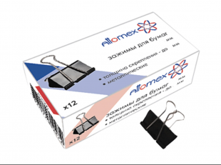 Зажимы для бумаг ATTOMEX, 19 мм, черный, комплект 12 штук
