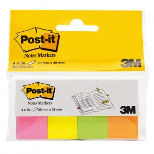 Закладки самоклеящиеся POST-IT Professional, бумажные, 20 мм, 4 цвета х 50 шт., 670-4N