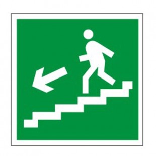 Знак эвакуационный "Направление к эвакуационному выходу по лестнице НАЛЕВО вниз", квадр 200х200 мм, 610019/Е 14