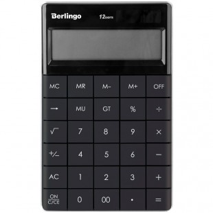 Калькулятор настольный BERLINGO "Power TX", 12 разрядов, 165х105х13 мм, пластик, черный